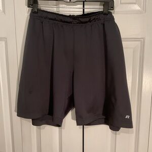 Russell Athletic Dark Gray Athletic Shorts Moisture-Wicking Elastic Waistband